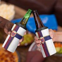 Norway Football 4 in 1 Can Cooler Tumbler Norwegian Flag Style with Rosemaling Pattern - Wonder Print Shop