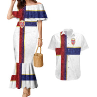 Custom Norway Football Couples Matching Mermaid Dress and Hawaiian Shirt Norwegian Flag Style with Rosemaling Pattern - Wonder Print Shop