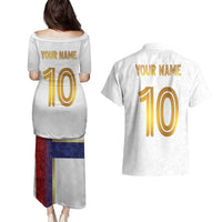 Custom Norway Football Couples Matching Puletasi and Hawaiian Shirt Norwegian Flag Style with Rosemaling Pattern - Wonder Print Shop