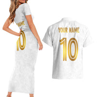 Custom Norway Football Couples Matching Short Sleeve Bodycon Dress and Hawaiian Shirt Norwegian Flag Style with Rosemaling Pattern - Wonder Print Shop