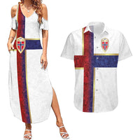 Custom Norway Football Couples Matching Summer Maxi Dress and Hawaiian Shirt Norwegian Flag Style with Rosemaling Pattern - Wonder Print Shop