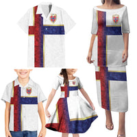 Custom Norway Football Family Matching Puletasi and Hawaiian Shirt Norwegian Flag Style with Rosemaling Pattern - Wonder Print Shop