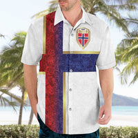 Custom Norway Football Hawaiian Shirt Norwegian Flag Style with Rosemaling Pattern - Wonder Print Shop