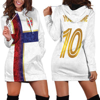 Custom Norway Football Hoodie Dress Norwegian Flag Style with Rosemaling Pattern - Wonder Print Shop