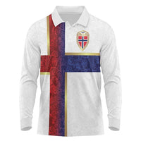 Custom Norway Football Long Sleeve Polo Shirt Norwegian Flag Style with Rosemaling Pattern - Wonder Print Shop