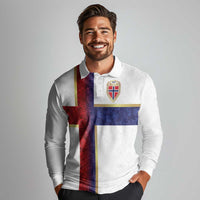 Custom Norway Football Long Sleeve Polo Shirt Norwegian Flag Style with Rosemaling Pattern - Wonder Print Shop