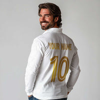 Custom Norway Football Long Sleeve Polo Shirt Norwegian Flag Style with Rosemaling Pattern - Wonder Print Shop