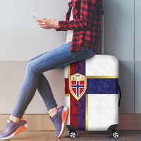 Norway Football Luggage Cover Norwegian Flag Style with Rosemaling Pattern - Wonder Print Shop