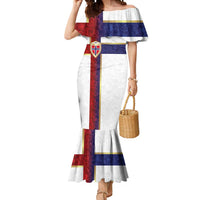 Custom Norway Football Mermaid Dress Norwegian Flag Style with Rosemaling Pattern - Wonder Print Shop