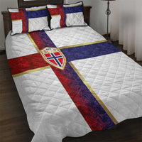Norway Football Quilt Bed Set Norwegian Flag Style with Rosemaling Pattern - Wonder Print Shop