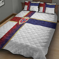 Norway Football Quilt Bed Set Norwegian Flag Style with Rosemaling Pattern - Wonder Print Shop