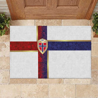 Norway Football Rubber Doormat Norwegian Flag Style with Rosemaling Pattern - Wonder Print Shop