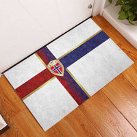 Norway Football Rubber Doormat Norwegian Flag Style with Rosemaling Pattern - Wonder Print Shop