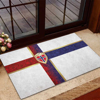 Norway Football Rubber Doormat Norwegian Flag Style with Rosemaling Pattern - Wonder Print Shop