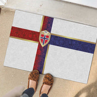 Norway Football Rubber Doormat Norwegian Flag Style with Rosemaling Pattern - Wonder Print Shop