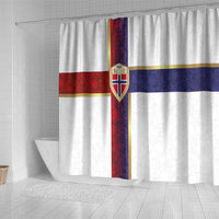 Norway Football Shower Curtain Norwegian Flag Style with Rosemaling Pattern - Wonder Print Shop
