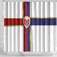 Norway Football Shower Curtain Norwegian Flag Style with Rosemaling Pattern - Wonder Print Shop