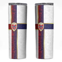 Norway Football Skinny Tumbler Norwegian Flag Style with Rosemaling Pattern - Wonder Print Shop