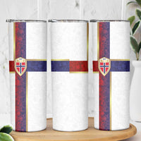 Norway Football Skinny Tumbler Norwegian Flag Style with Rosemaling Pattern - Wonder Print Shop