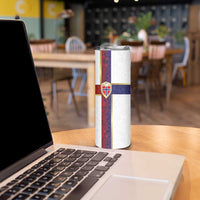 Norway Football Skinny Tumbler Norwegian Flag Style with Rosemaling Pattern - Wonder Print Shop