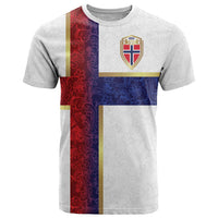 Custom Norway Football T Shirt Norwegian Flag Style with Rosemaling Pattern - Wonder Print Shop