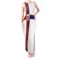 Custom Norway Football Tank Maxi Dress Norwegian Flag Style with Rosemaling Pattern - Wonder Print Shop