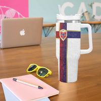 Norway Football Tumbler With Handle Norwegian Flag Style with Rosemaling Pattern LT03
