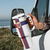 Norway Football Tumbler With Handle Norwegian Flag Style with Rosemaling Pattern LT03