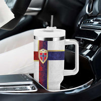 Norway Football Tumbler With Handle Norwegian Flag Style with Rosemaling Pattern LT03