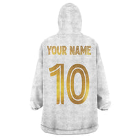 Custom Norway Football Wearable Blanket Hoodie Norwegian Flag Style with Rosemaling Pattern - Wonder Print Shop