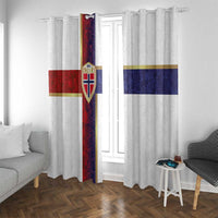 Norway Football Window Curtain Norwegian Flag Style with Rosemaling Pattern - Wonder Print Shop