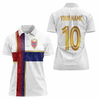 Custom Norway Football Women Polo Shirt Norwegian Flag Style with Rosemaling Pattern - Wonder Print Shop