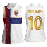 Custom Norway Football Women Sleeveless Polo Shirt Norwegian Flag Style with Rosemaling Pattern - Wonder Print Shop