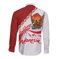Indonesia Independence Day Long Sleeve Button Shirt Dirgahayu-Long Live Indonesia