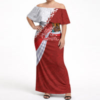 Indonesia Independence Day Off Shoulder Maxi Dress Dirgahayu-Long Live Indonesia