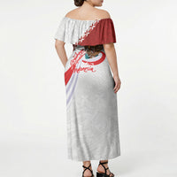 Indonesia Independence Day Off Shoulder Maxi Dress Dirgahayu-Long Live Indonesia