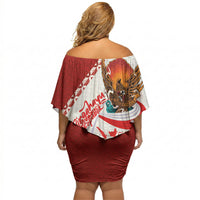 Indonesia Independence Day Off Shoulder Short Dress Dirgahayu-Long Live Indonesia