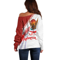 Indonesia Independence Day Off Shoulder Sweater Dirgahayu-Long Live Indonesia