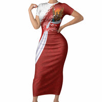 Indonesia Independence Day Short Sleeve Bodycon Dress Dirgahayu-Long Live Indonesia