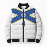 Scotland National Football Custom Bomber Puffer Jacket Flag-Inspired White Tartan Version