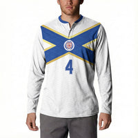 Scotland National Football Custom Button Sweatshirt Flag-Inspired White Tartan Version