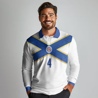 Scotland National Football Custom Long Sleeve Polo Shirt Flag-Inspired White Tartan Version