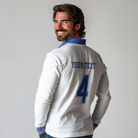 Scotland National Football Custom Long Sleeve Polo Shirt Flag-Inspired White Tartan Version