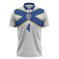 Scotland National Football Custom Zipper Polo Shirt Flag-Inspired White Tartan Version