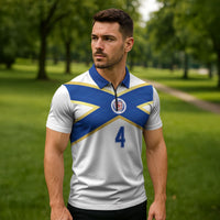 Scotland National Football Custom Zipper Polo Shirt Flag-Inspired White Tartan Version
