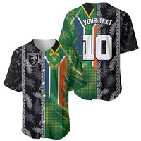 Custom Aotearoa South Africa Rugby Freedom Cup Baseball Jersey Maori Silver Fern Art and Sporty Flag SA - Wonder Print Shop