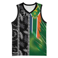 Custom Aotearoa South Africa Rugby Freedom Cup Basketball Jersey Maori Silver Fern Art and Sporty Flag SA - Wonder Print Shop