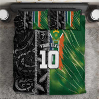 Custom Aotearoa South Africa Rugby Freedom Cup Bedding Set Maori Silver Fern Art and Sporty Flag SA - Wonder Print Shop