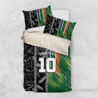 Custom Aotearoa South Africa Rugby Freedom Cup Bedding Set Maori Silver Fern Art and Sporty Flag SA - Wonder Print Shop