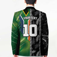 Custom Aotearoa South Africa Rugby Freedom Cup Blazer Maori Silver Fern Art and Sporty Flag SA - Wonder Print Shop